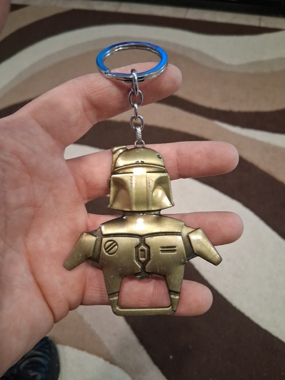 Star Wars Gold Tone Boba Fett Bottle Opener Keychain